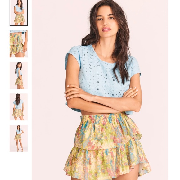 LoveShackFancy Ruffle Mini Skirt in Pastel Fields - Picture 8 of 9